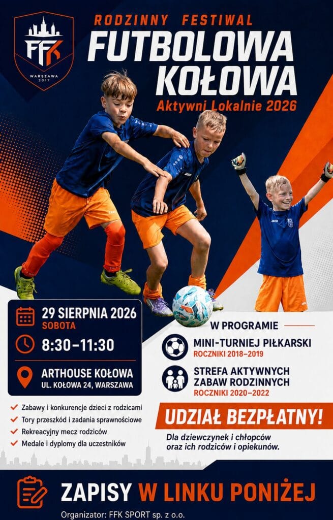 Rodzinny Festiwal „Futbolowa Kołowa – Aktywni Lokalnie 2026” – zapraszamy na bezpłatne wydarzenie!